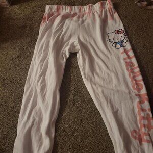 Juniors Hello Kitty Pink and White Tie Dye Sweatpants Size XL